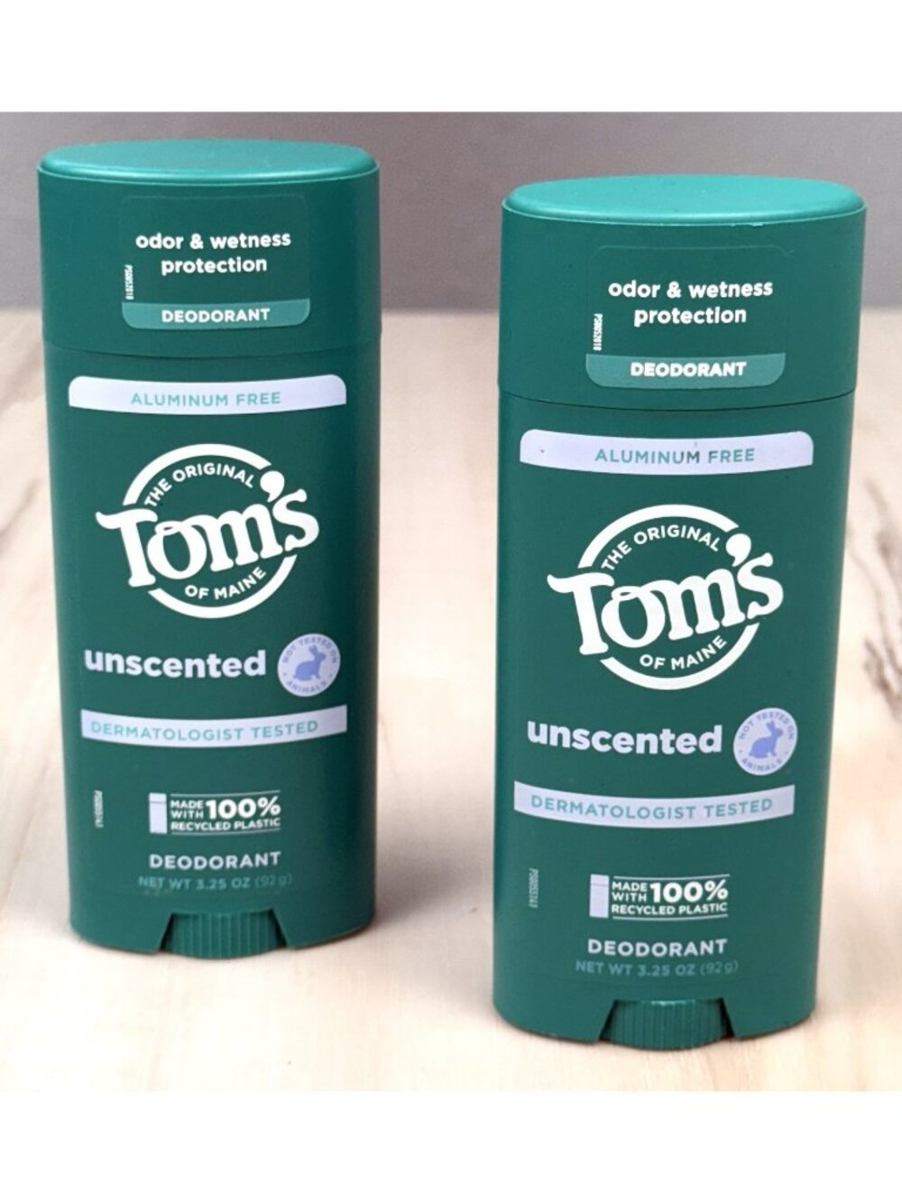 2pk TOM'S OF MAINE 3.25oz Unscented Natural DEODORANT Aluminum Free NIP NEW